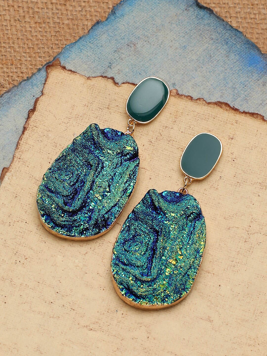 

SOHI Women Blue Gold-Plated Contemporary Drop Earrings