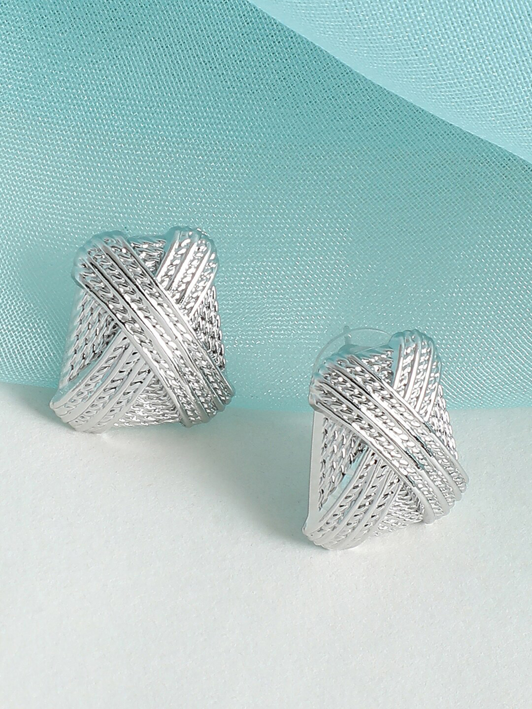 

SOHI Women Silver-Toned Contemporary Studs Earrings