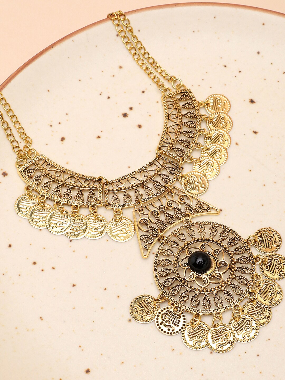 

SOHI Women Gold-Toned & Black Gold-Plated Necklace