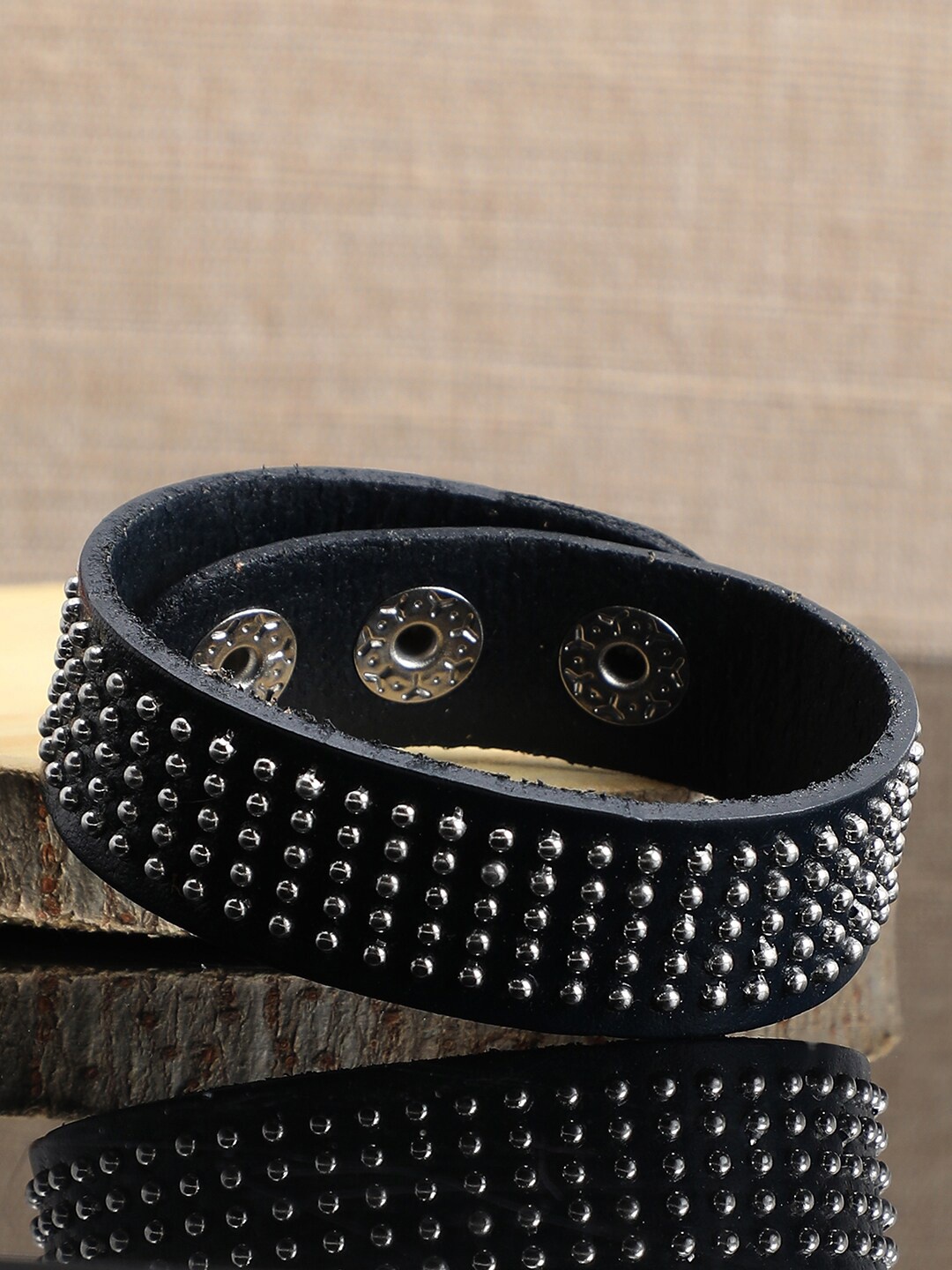 

SOHI Women Black Leather Wraparound Bracelet