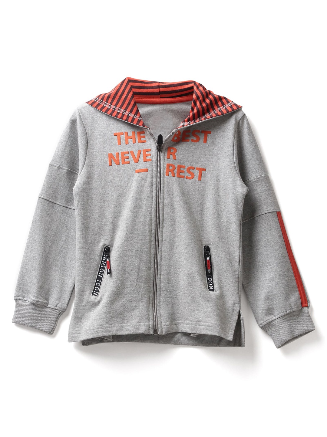 

UNDER FOURTEEN ONLY Boys Grey Melange Typography Printed Cotton Sweatshirt