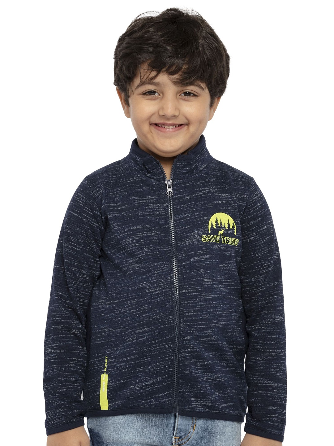 

UNDER FOURTEEN ONLY Boys Navy Blue Graphic Printed Cotton Sweatshirt