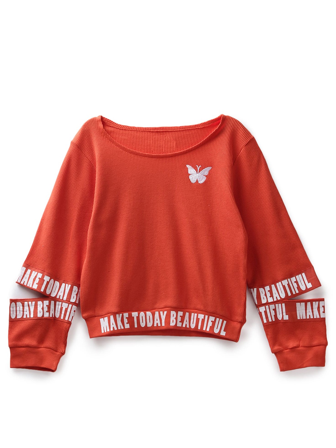 

UNDER FOURTEEN ONLY Girls Orange Printed Sweatshirt