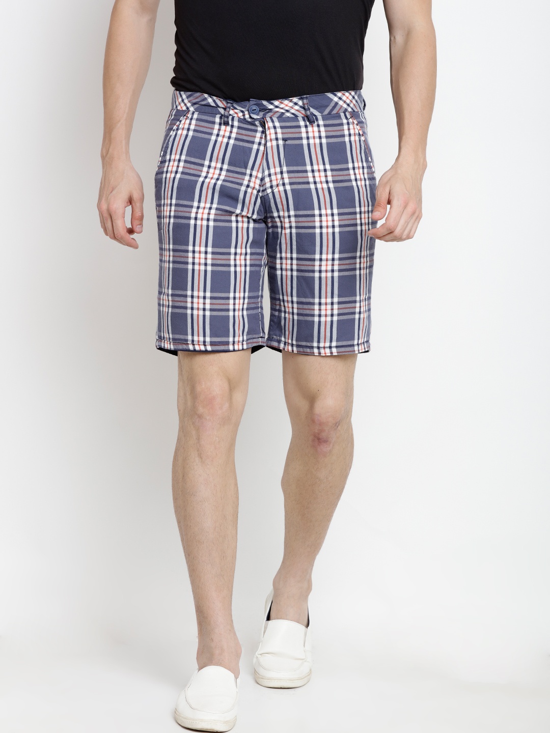 

Pepe Jeans Men Navy Blue Checked Casual Shorts