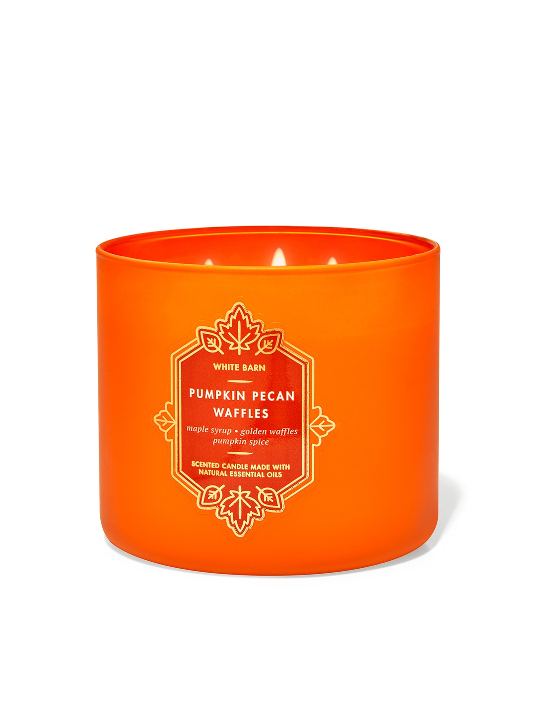 

Bath & Body Works Pumpkin Pecan Waffles 3-Wick Scented Candle with Essential Oils - 411g, Orange