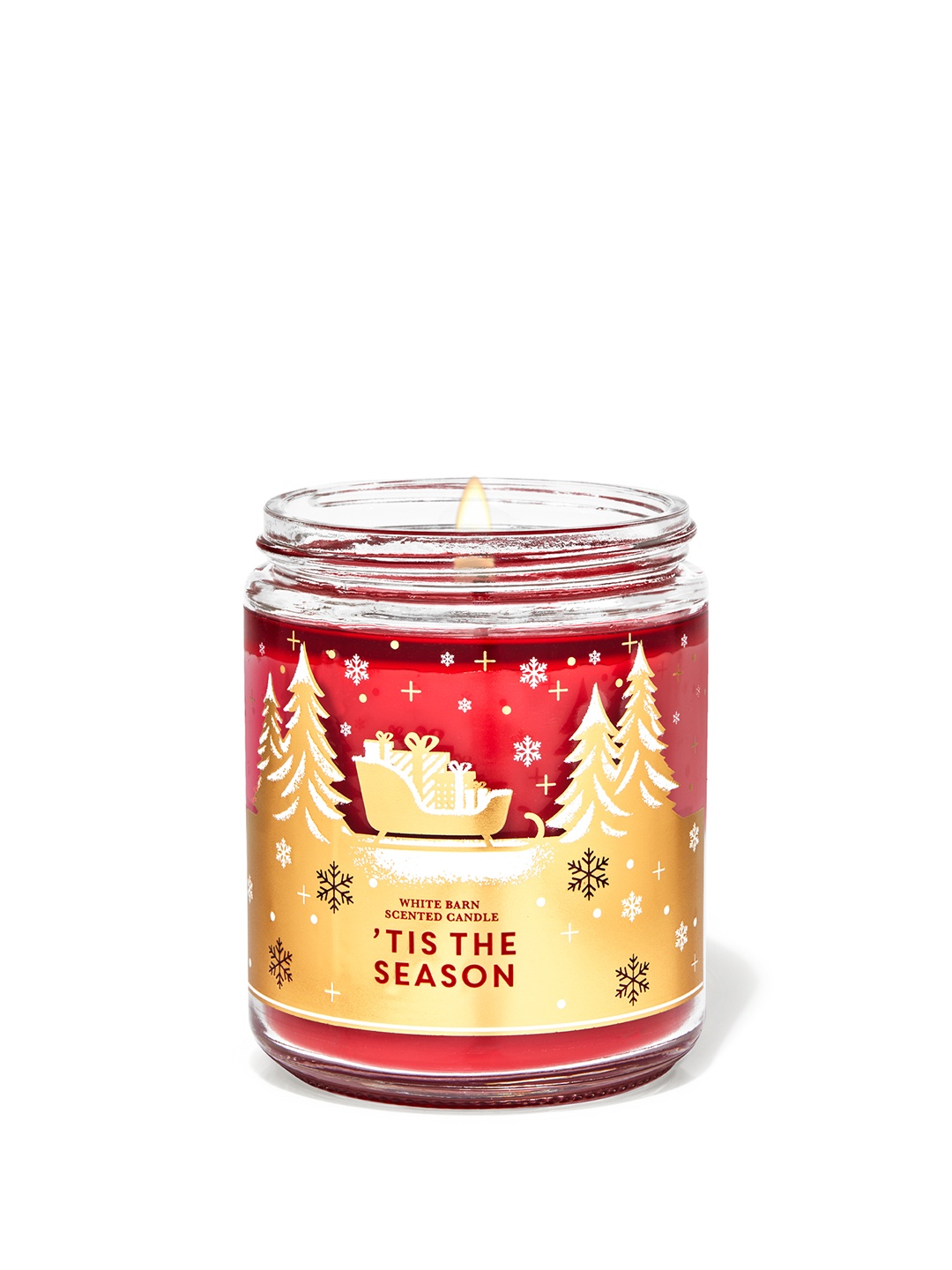 

Bath & Body Works Tis the Season Single Wick Scented Candle with Essential Oils - 198g, Pink