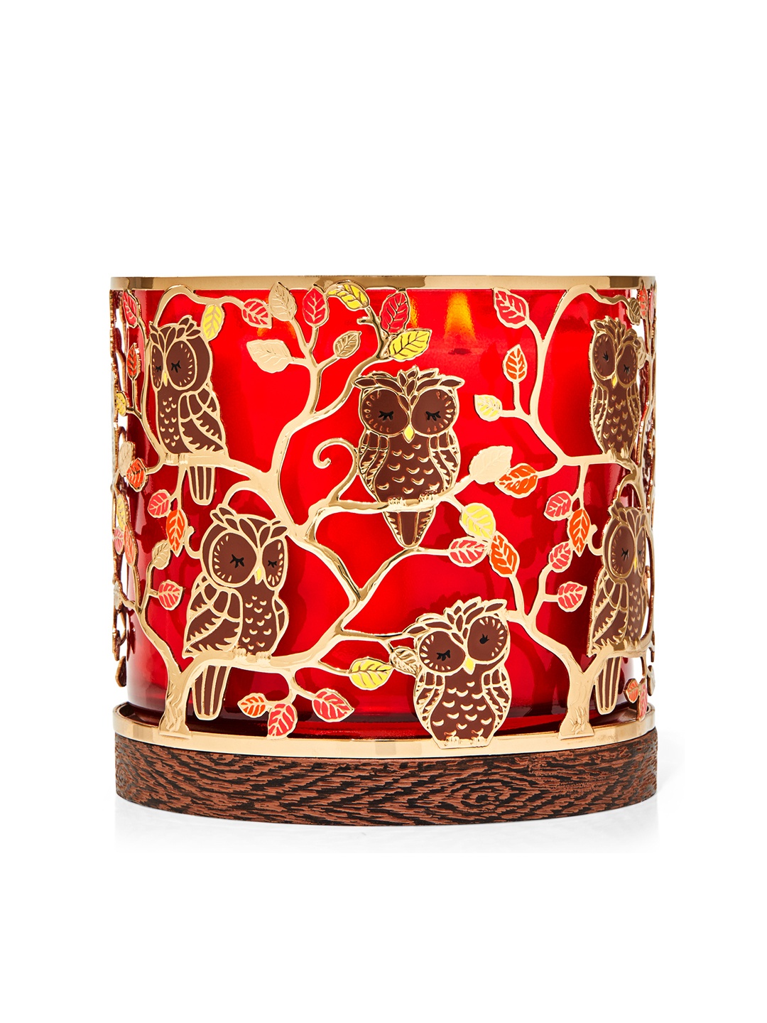 

Bath & Body Works Owls with Base 3-Wick Candle Holder - Red & Gold Toned