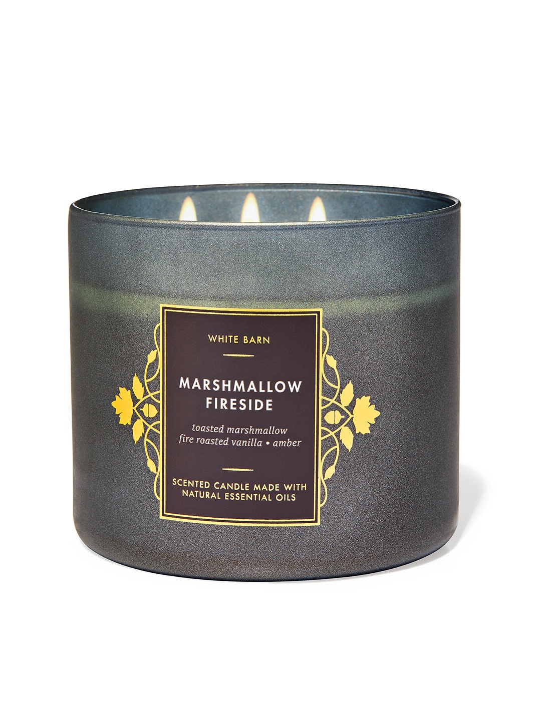 

Bath & Body Works Marshmallow Fireside 3-Wick Scented Candle with Essential Oils - 411g, Grey