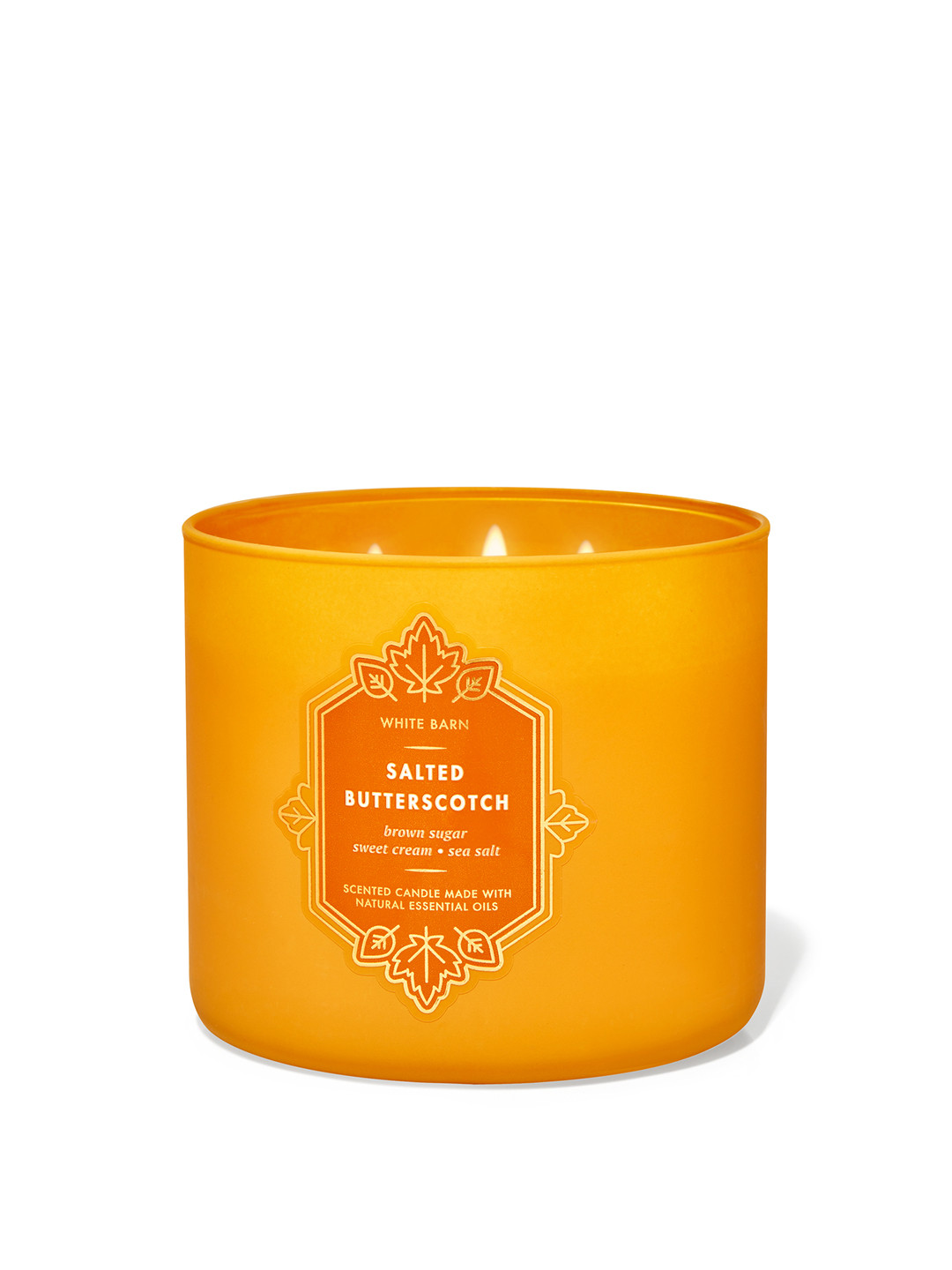 

Bath & Body Works Salted Butterscotch 3-Wick Scented Candle with Essential Oils - 411g, Yellow