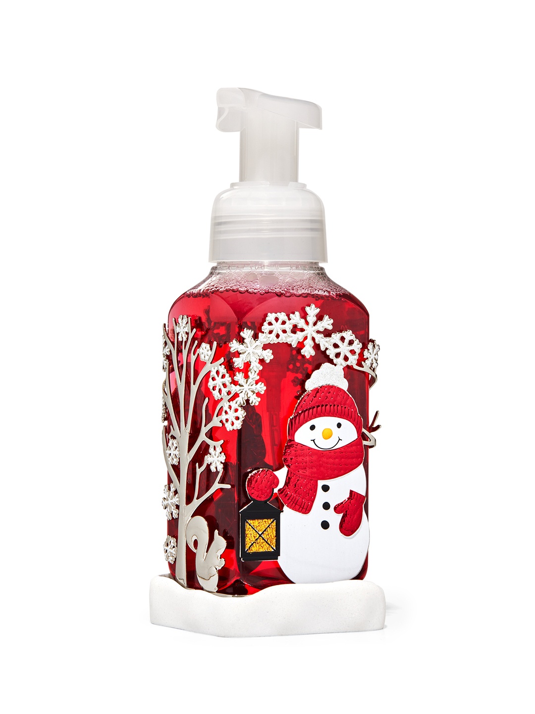 

Bath & Body Works Snowmen Scene Gentle Foaming Hand Soap Holder, Silver