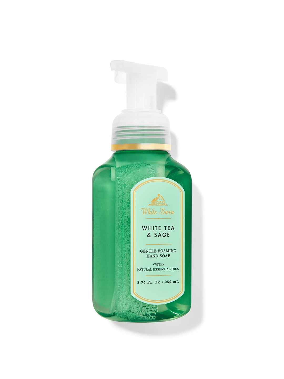 

Bath & Body Works White Tea & Sage Gentle Foaming Hand Soap with Essential Oils - 259 ml, Green