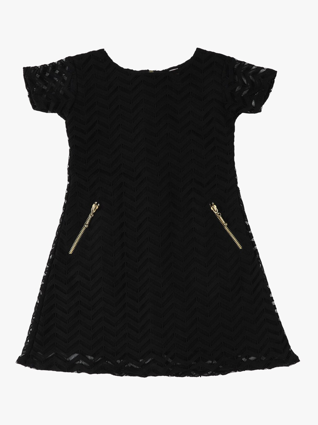 

Kids On Board Girls Black Net A-Line Cotton Dress