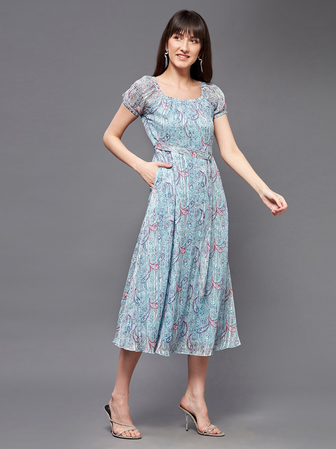 

Miss Chase Blue Floral Georgette Dress