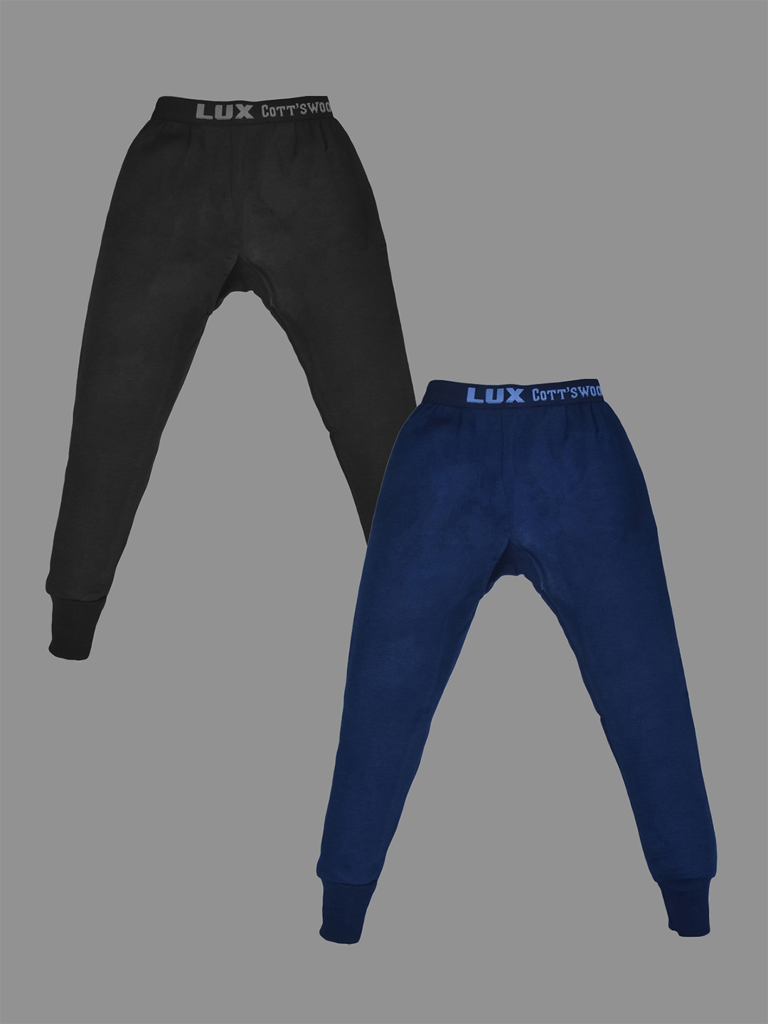 

Lux Cottswool Boys Pack of 2 Solid Cotton Thermal Bottoms, Black