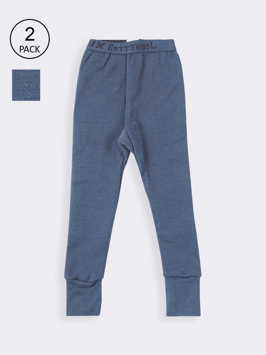 

Lux Cottswool Boys Pack Of 2 Blue Solid Cotton Thermal Bottoms