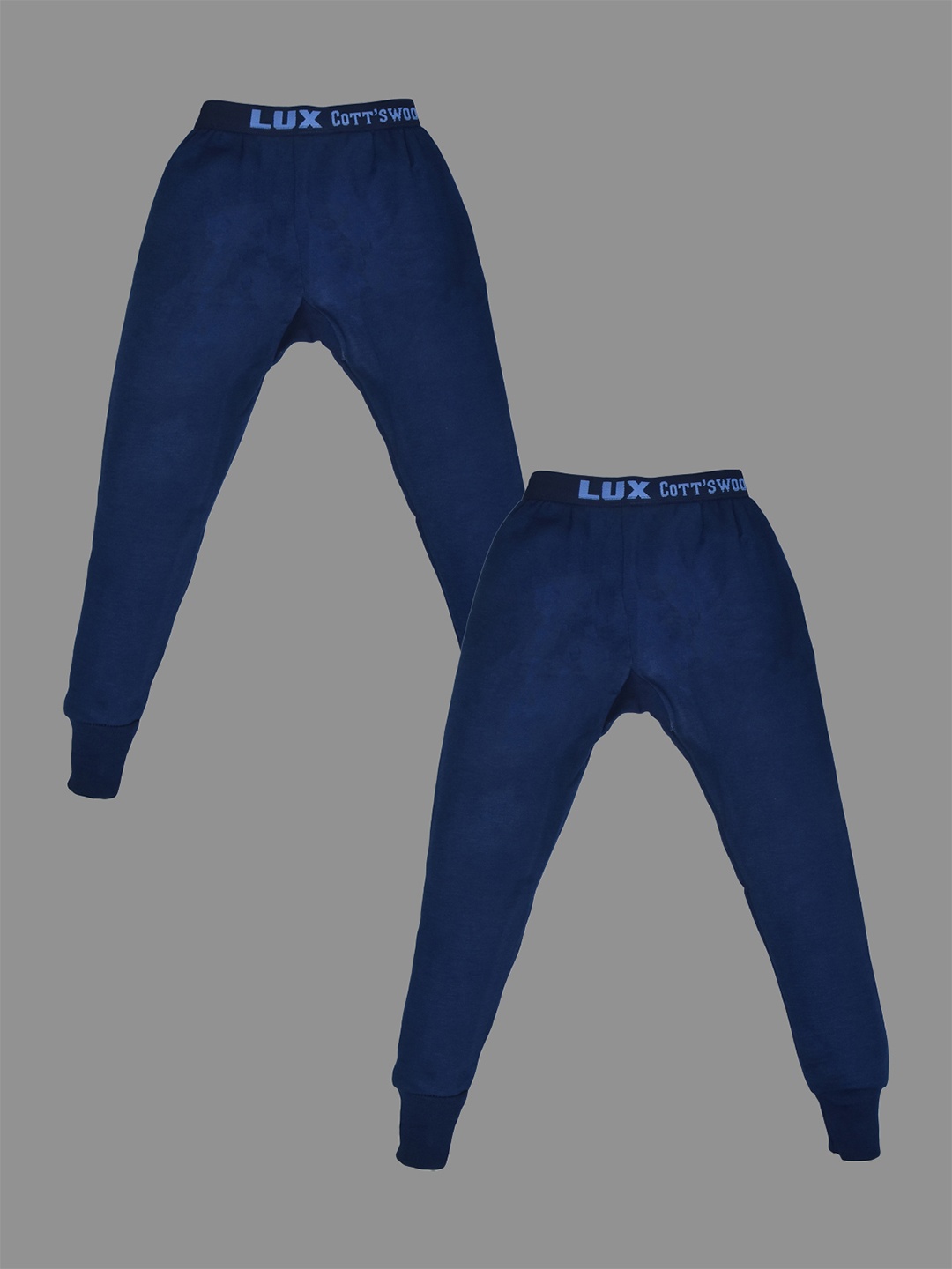 

Lux Cottswool Boys Pack Of 2 Blue Solid Cotton Thermal Bottoms