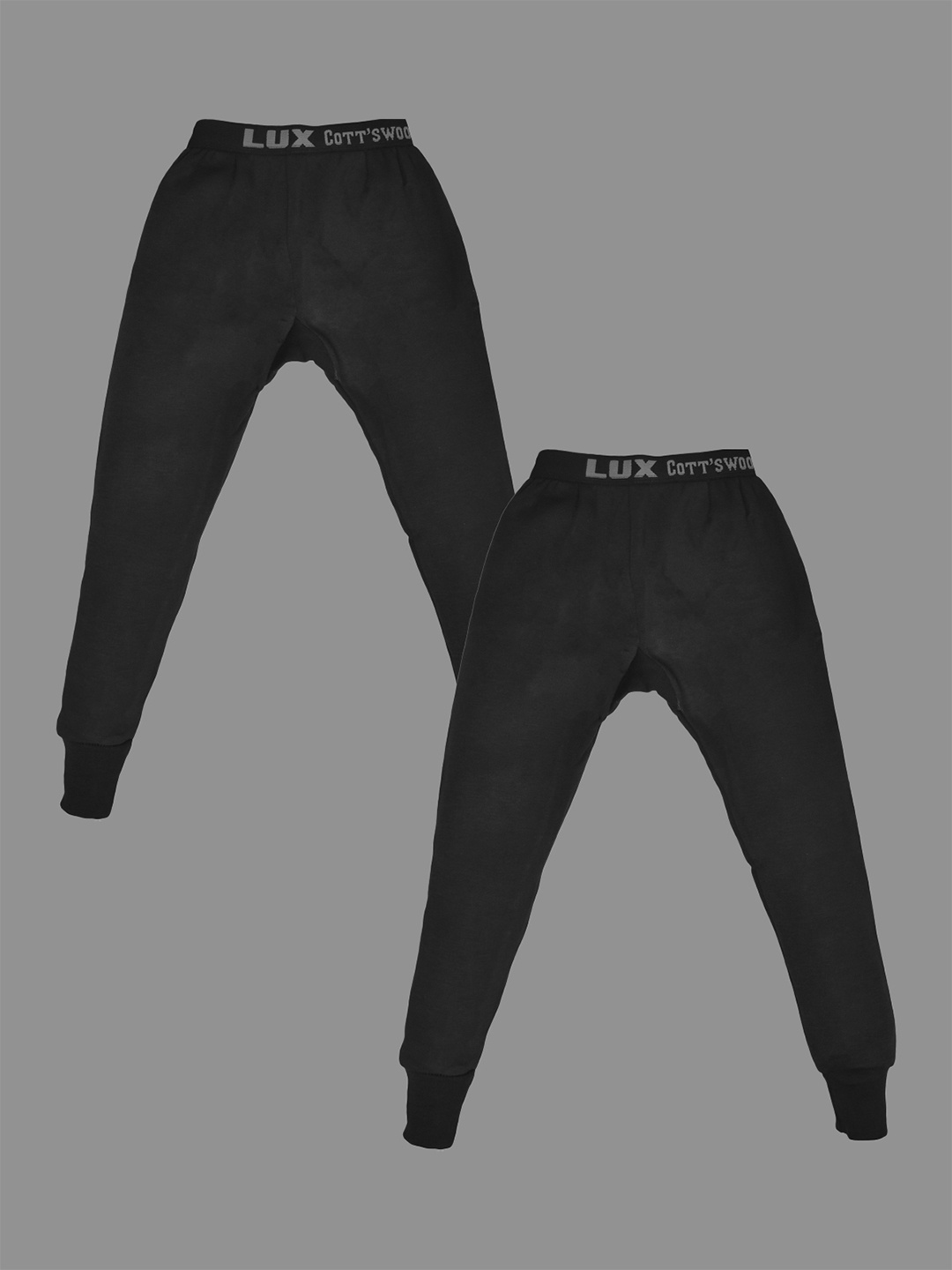 

Lux Cottswool Boys Pack of 2 Black Solid Knitted Cotton Thermal Bottoms