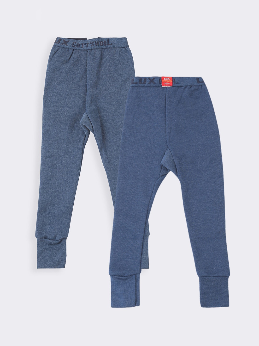 

Lux Cottswool Boys Pack Of 2 Blue Solid Cotton Thermal Bottoms