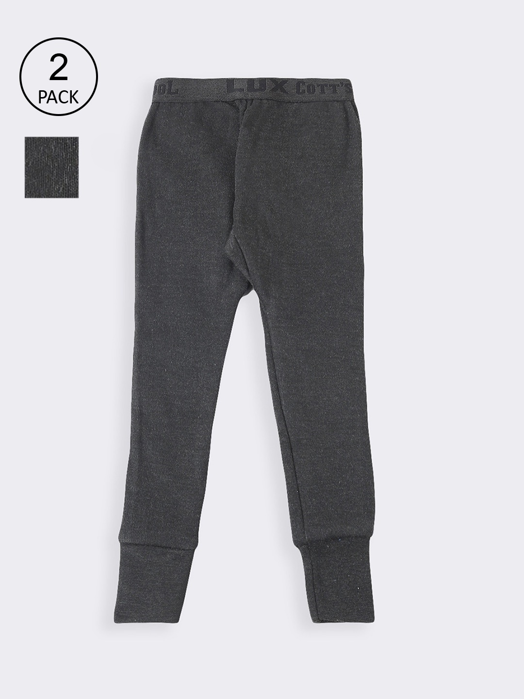 

Lux Cottswool Boys Pack Of 2 Black Solid Cotton Thermal Bottoms