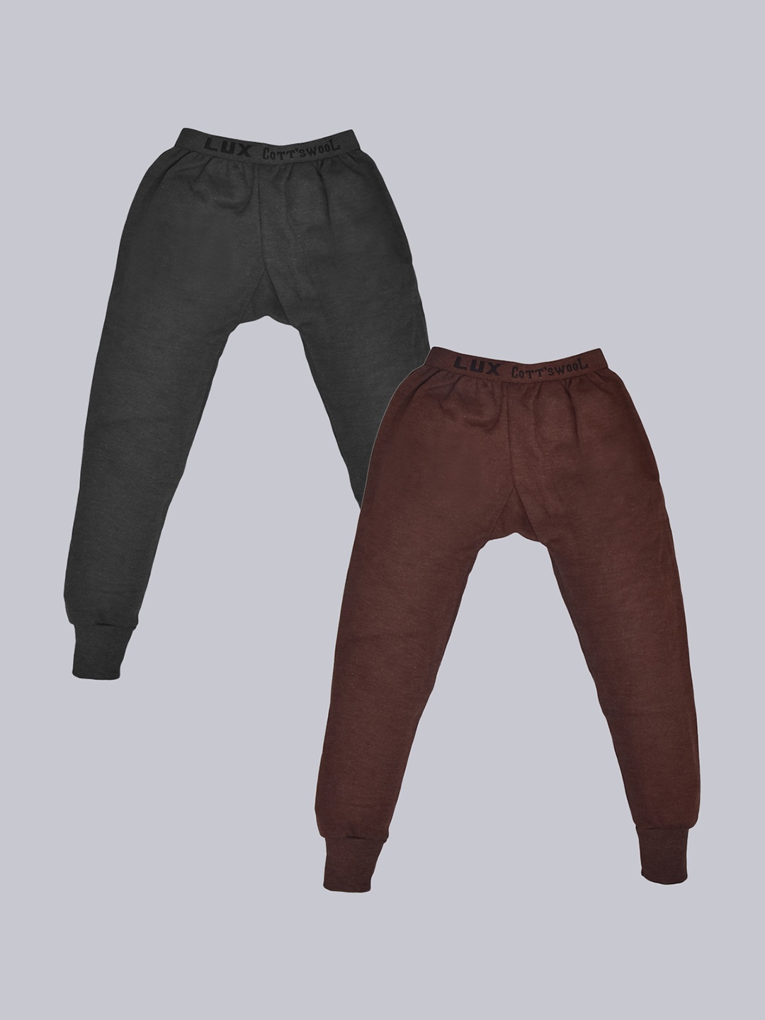 

Lux Cottswool Boys Pack Of 2 Brown And Black Solid Cotton Thermal Bottoms