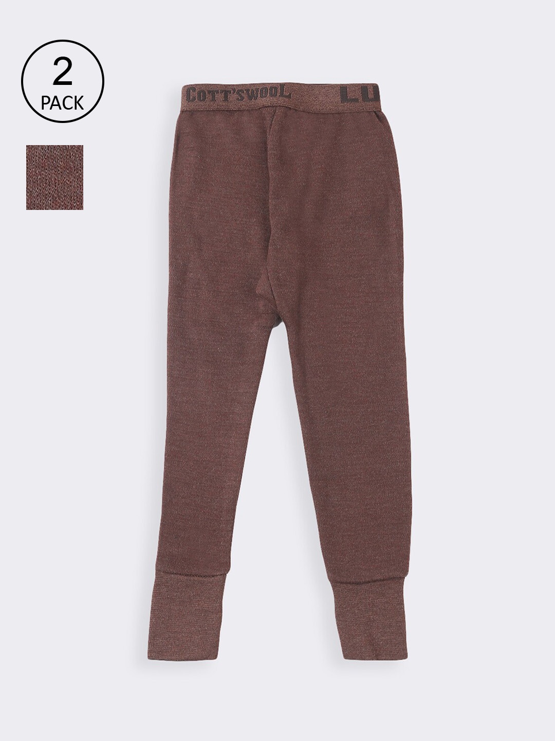 

Lux Cottswool Boys Pack Of 2 Brown Solid Cotton Thermal Bottoms