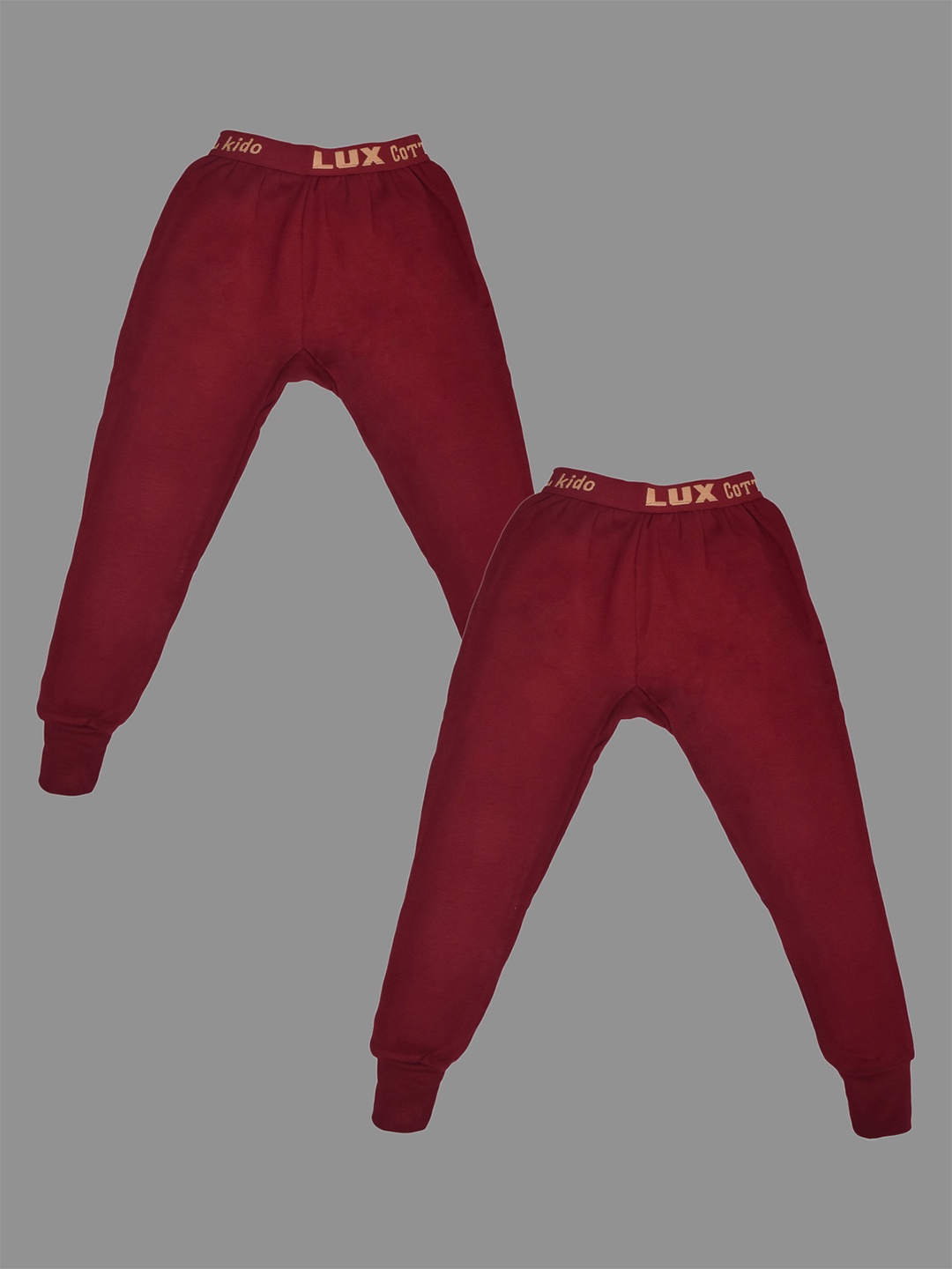 

Lux Cottswool Boys Pack Of 2 Maroon Solid Cotton Thermal Bottoms