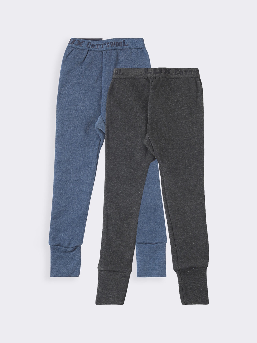 

Lux Cottswool Boys Pack Of 2 Solid Blue And Black Cotton Thermal Bottoms