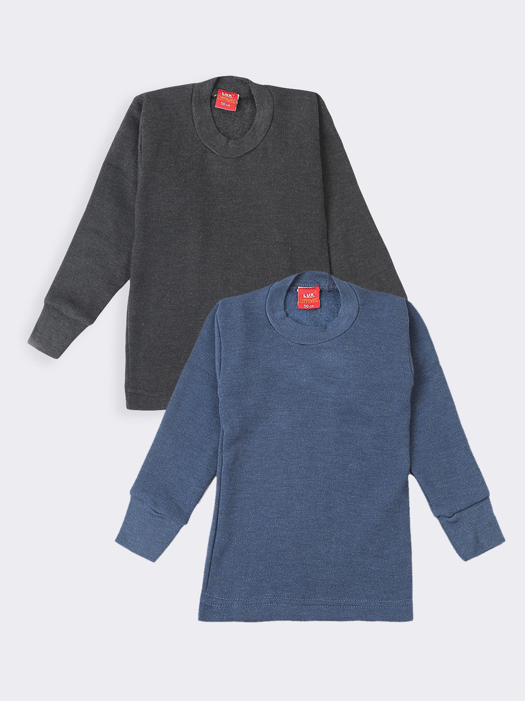 

Lux Cottswool Boys Set of 2 Blue & Grey Solid Cotton Thermal Tops