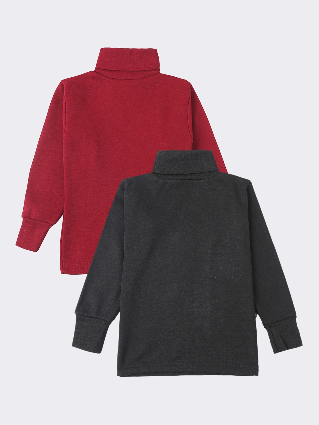

Lux Cottswool Boys Pack Of 2 Black & Maroon Solid Cotton Thermal Tops