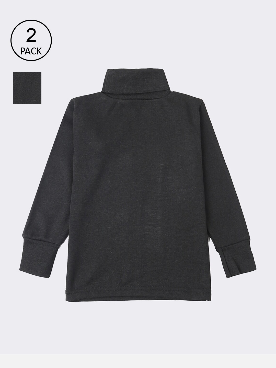 

Lux Cottswool Boys Pack Of 2 Black Solid Cotton Thermal Tops