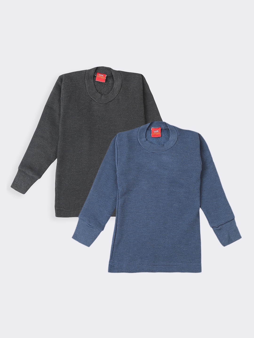 

Lux Cottswool Boys Pack Of 2 Blue & Black Solid Cotton Thermal Tops