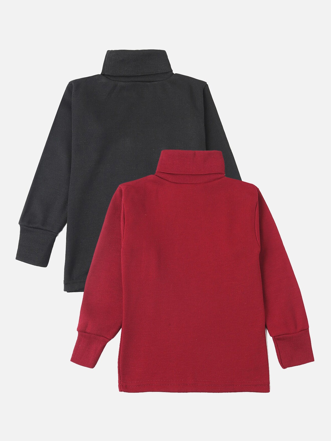

Lux Cottswool Boys Pack Of 2 Black & Maroon Solid Thermal Tops
