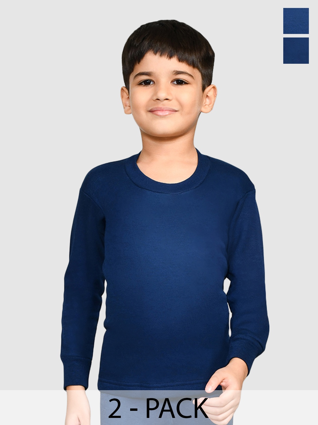 

Lux Cottswool Boys Pack Of 2 Blue Solid Cotton Thermal Tops