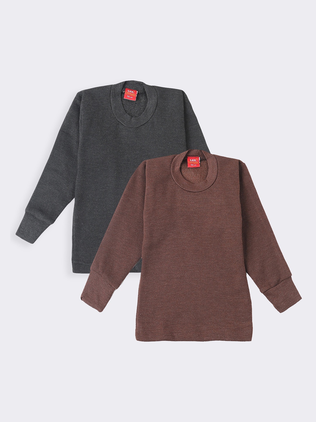 

Lux Cottswool Boys Pack Of 2 Solid Cotton Thermal Tops, Charcoal