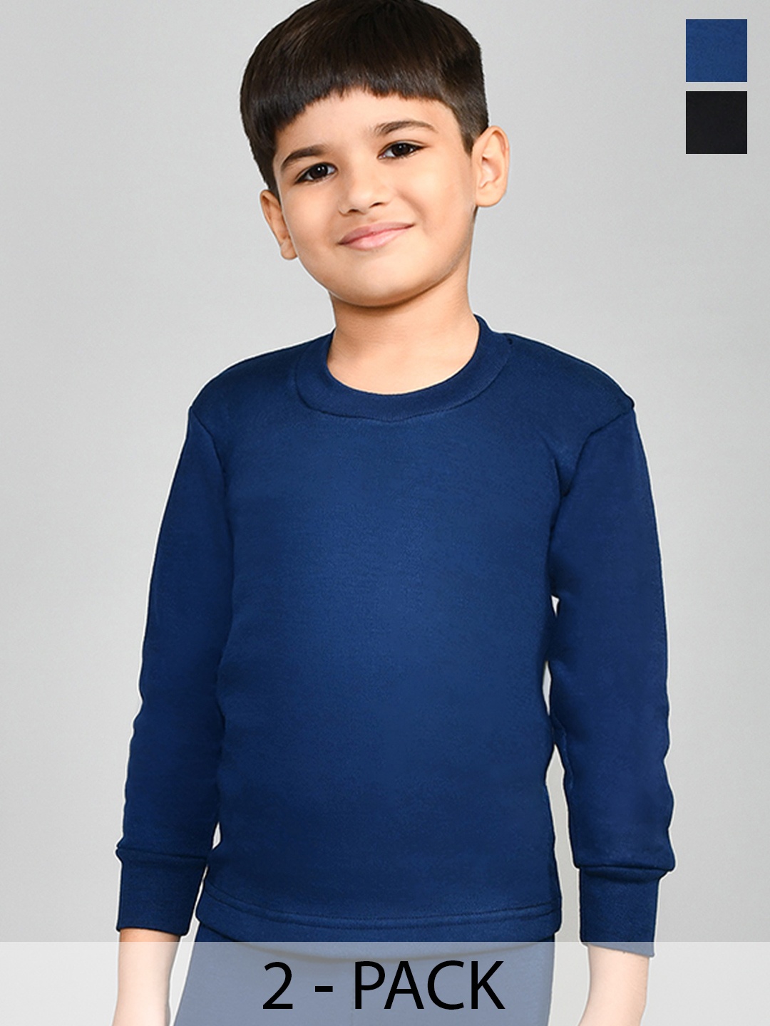 

Lux Cottswool Boys Pack Of 2 Solid Cotton Thermal Tops, Blue
