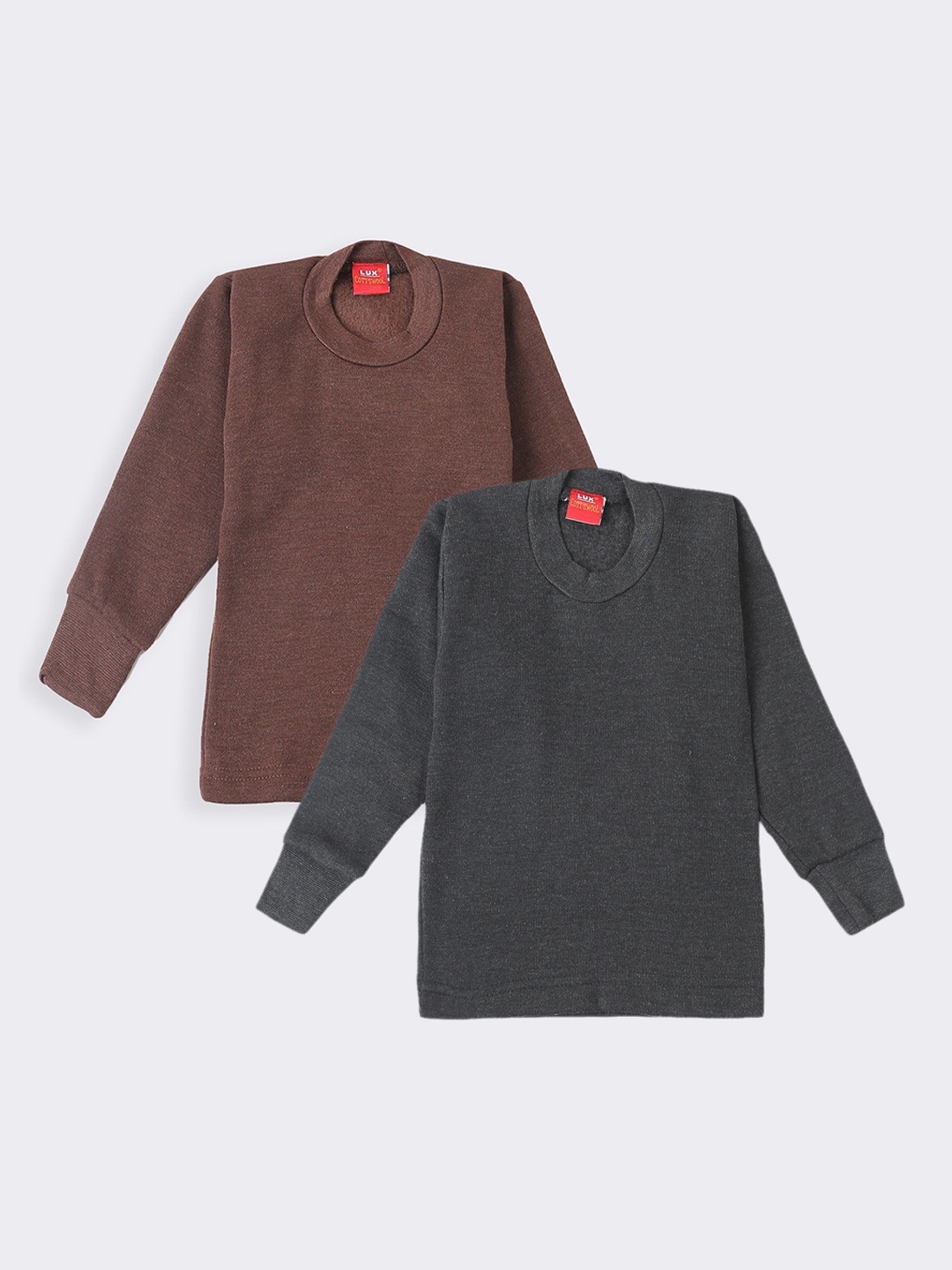 

Lux Cottswool Boys Pack of 2 Solid Thermal Tops, Charcoal