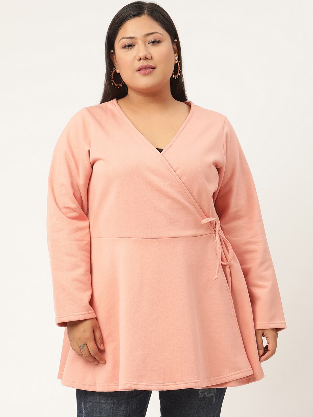 

theRebelinme Women Pink Solid Peplum Longline Top