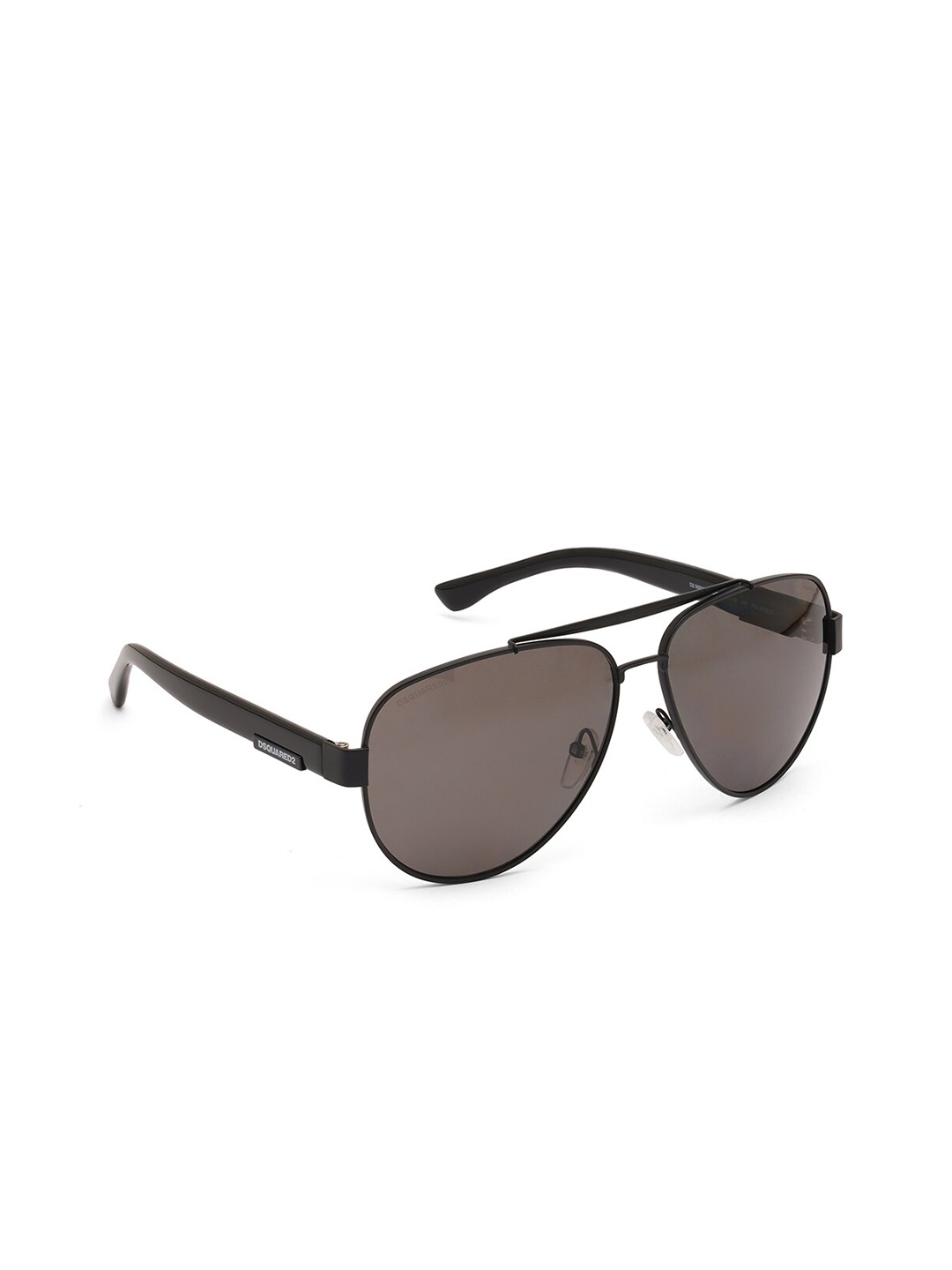

Dsquared2 Men Grey Lens & Black Aviator Sunglasses with Polarised Lens