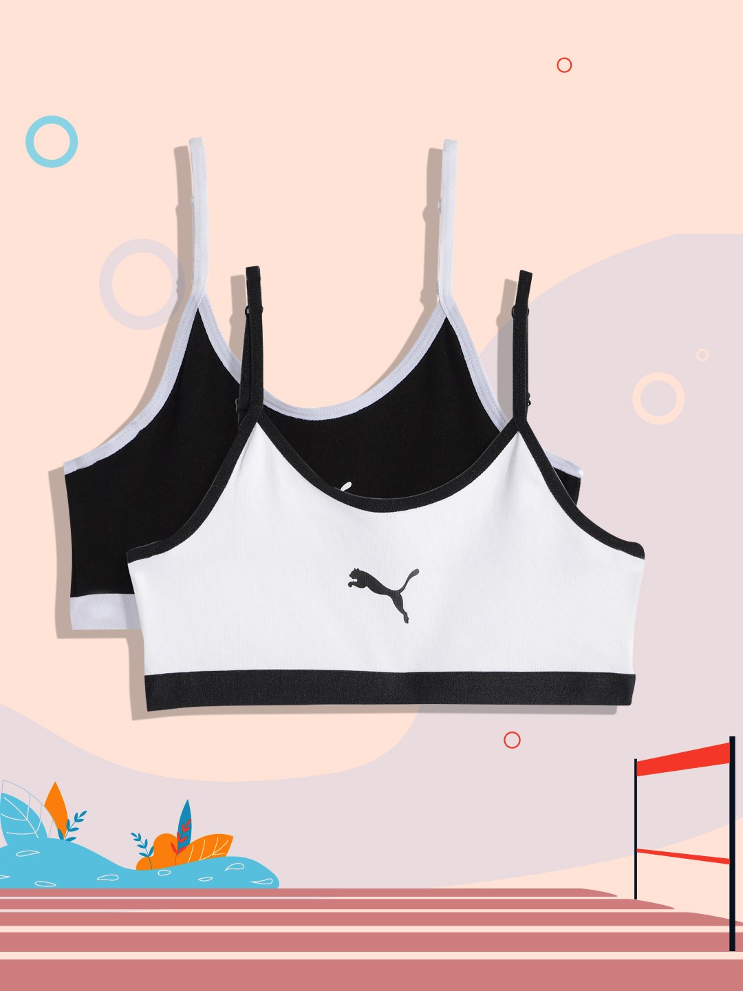 

Puma Girls Pack of 2 Youth Beginners Bra Top, Black
