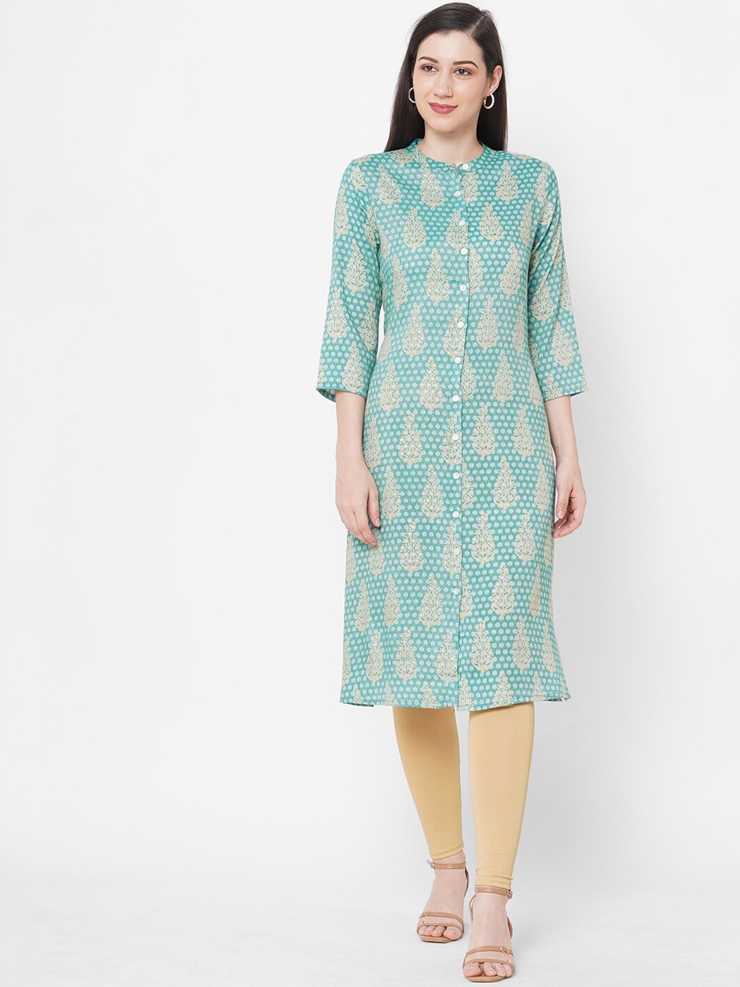 

Fusion Beats Women Blue & Beige Ethnic Motifs Printed Kurta