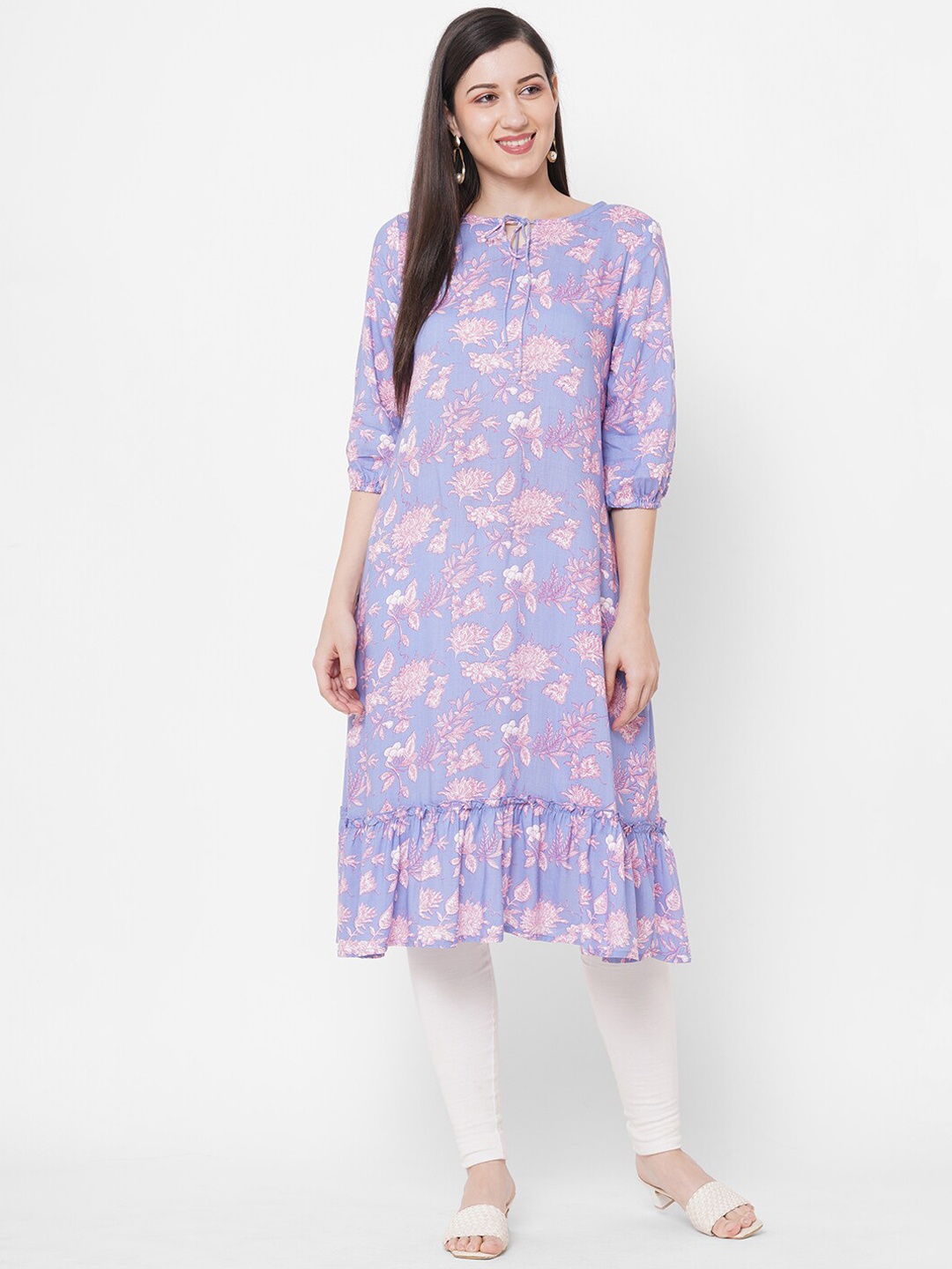 

Fusion Beats Women Lavender & Pink Floral Printed Kurta