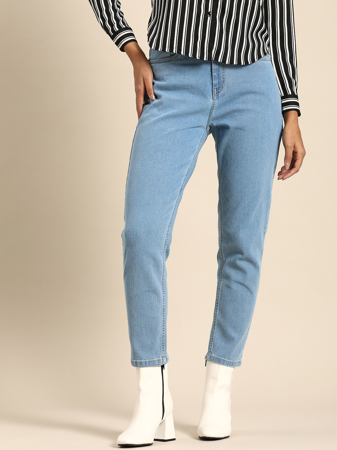 

all about you Women Mid-Rise Boyfriend Fit Stretchable Jeans, Blue