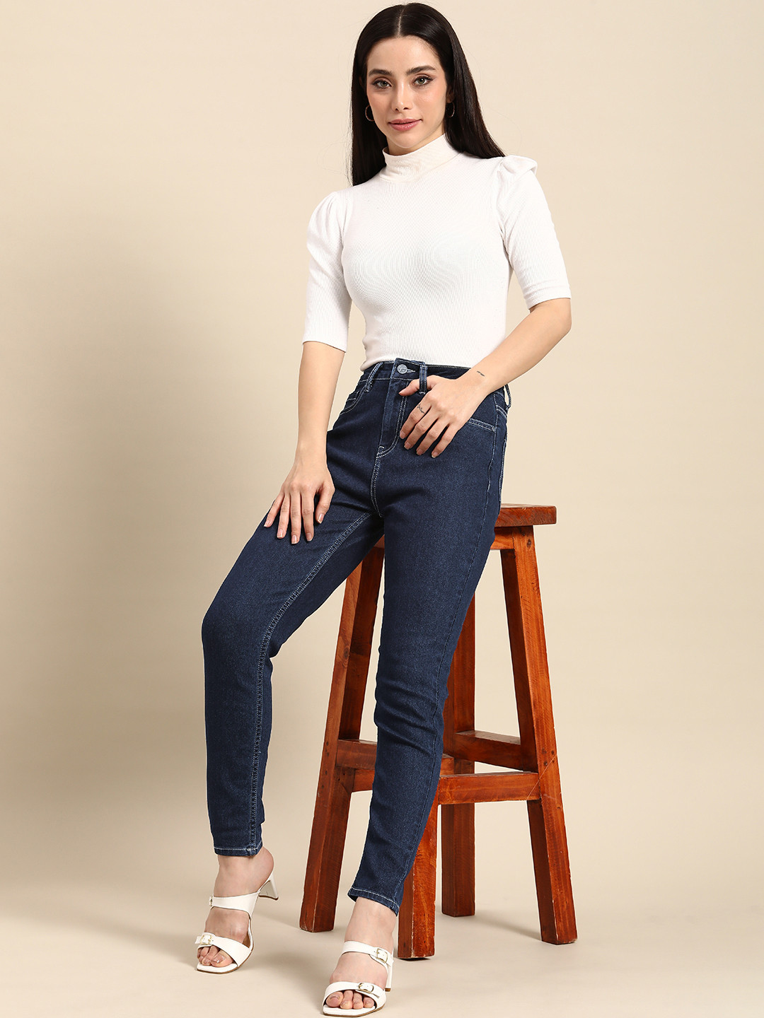 

all about you Women Skinny Fit High-Rise Light Fade Jeans, Blue