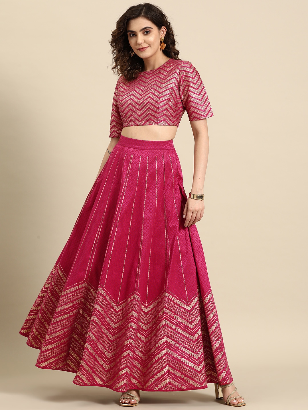 

all about you Printed Ready to Wear Lehenga Set, Magenta