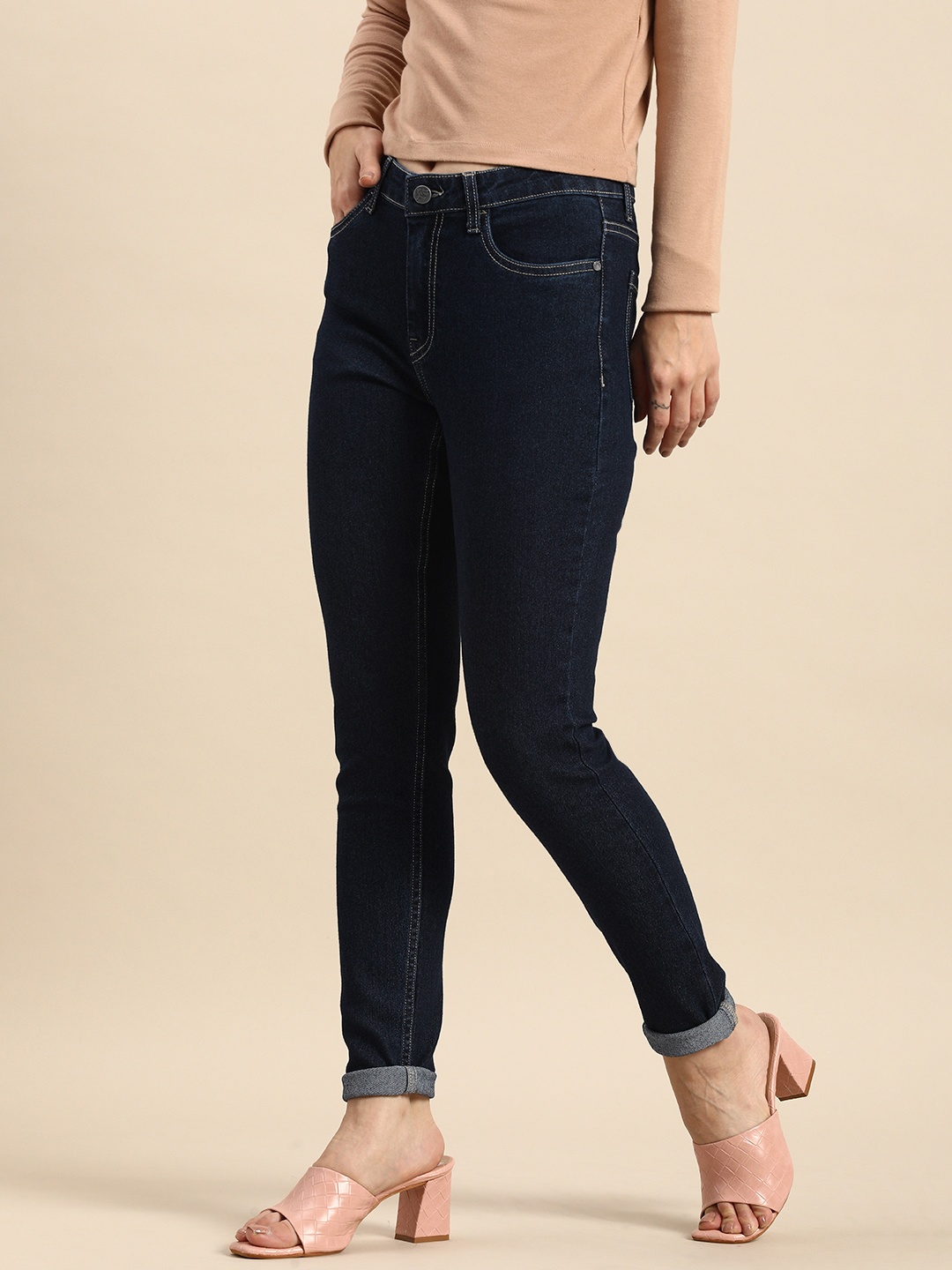 

all about you Women Skinny Fit Mid-Rise Stretchable Jeans, Blue