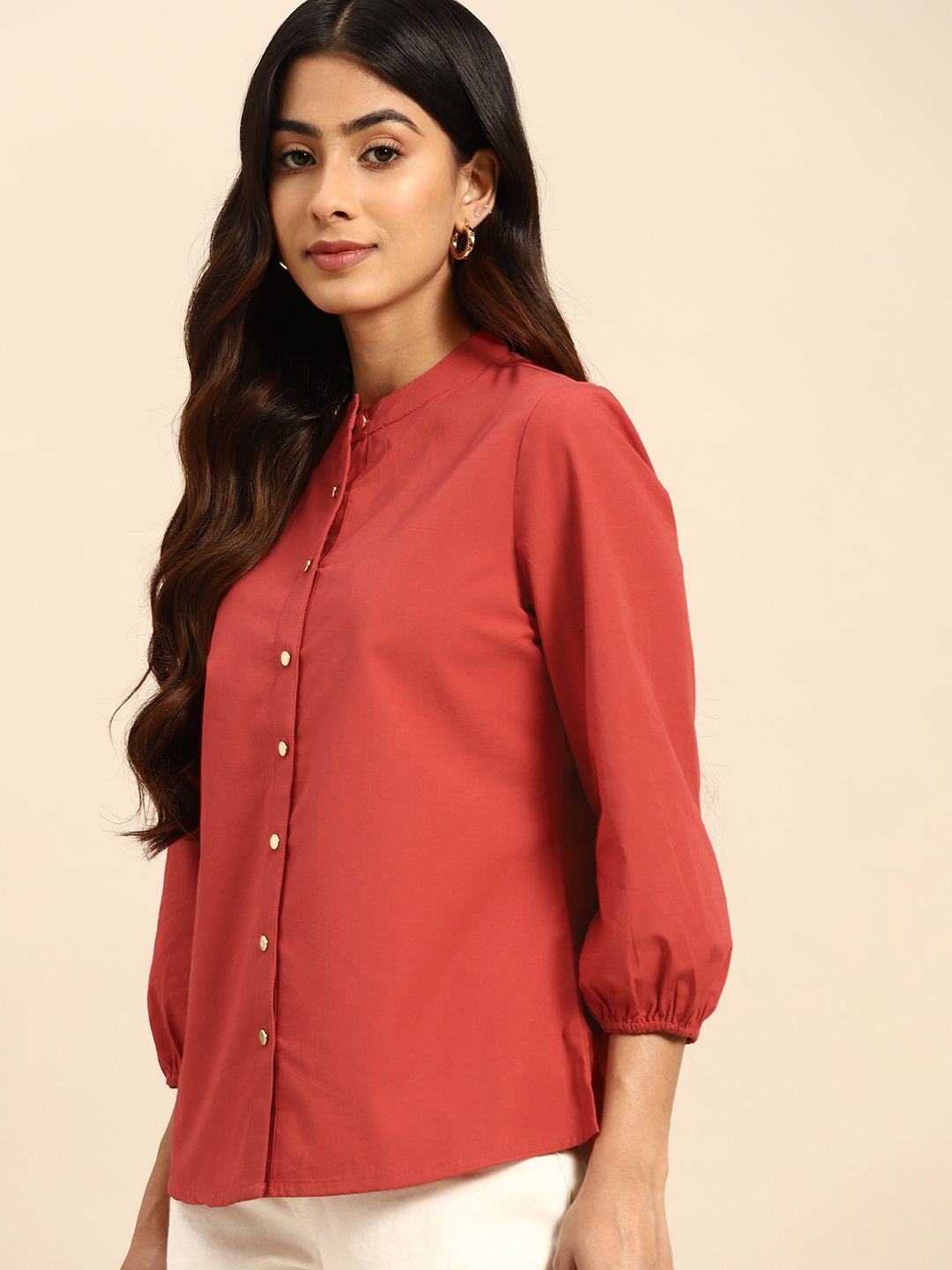 

all about you Pure Cotton Casual Shirt, Rust