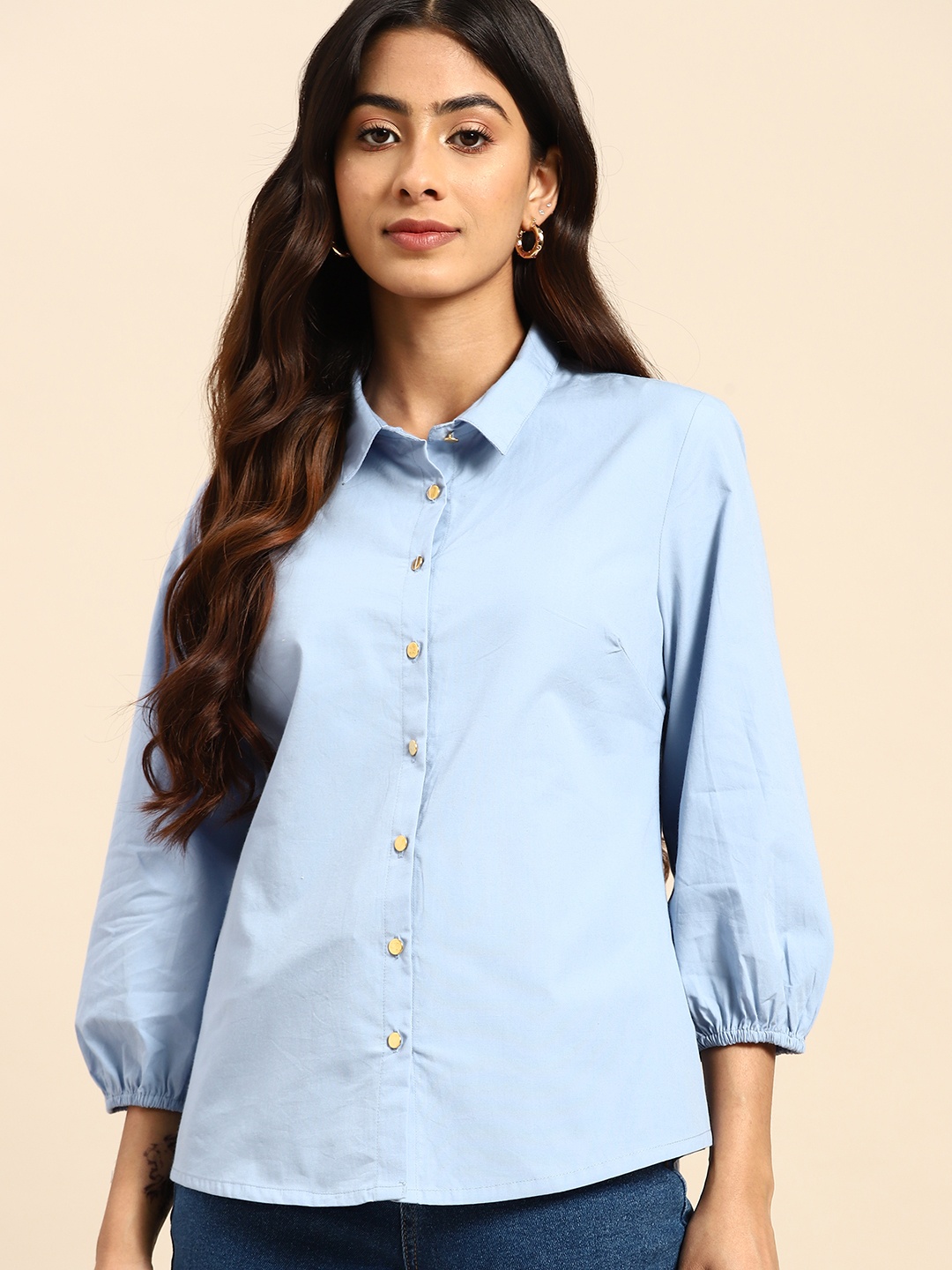 

all about you Pure Cotton Casual Shirt, Blue