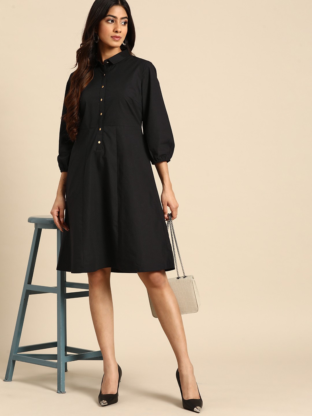 

all about you Pure Cotton Shirt Dress, Black