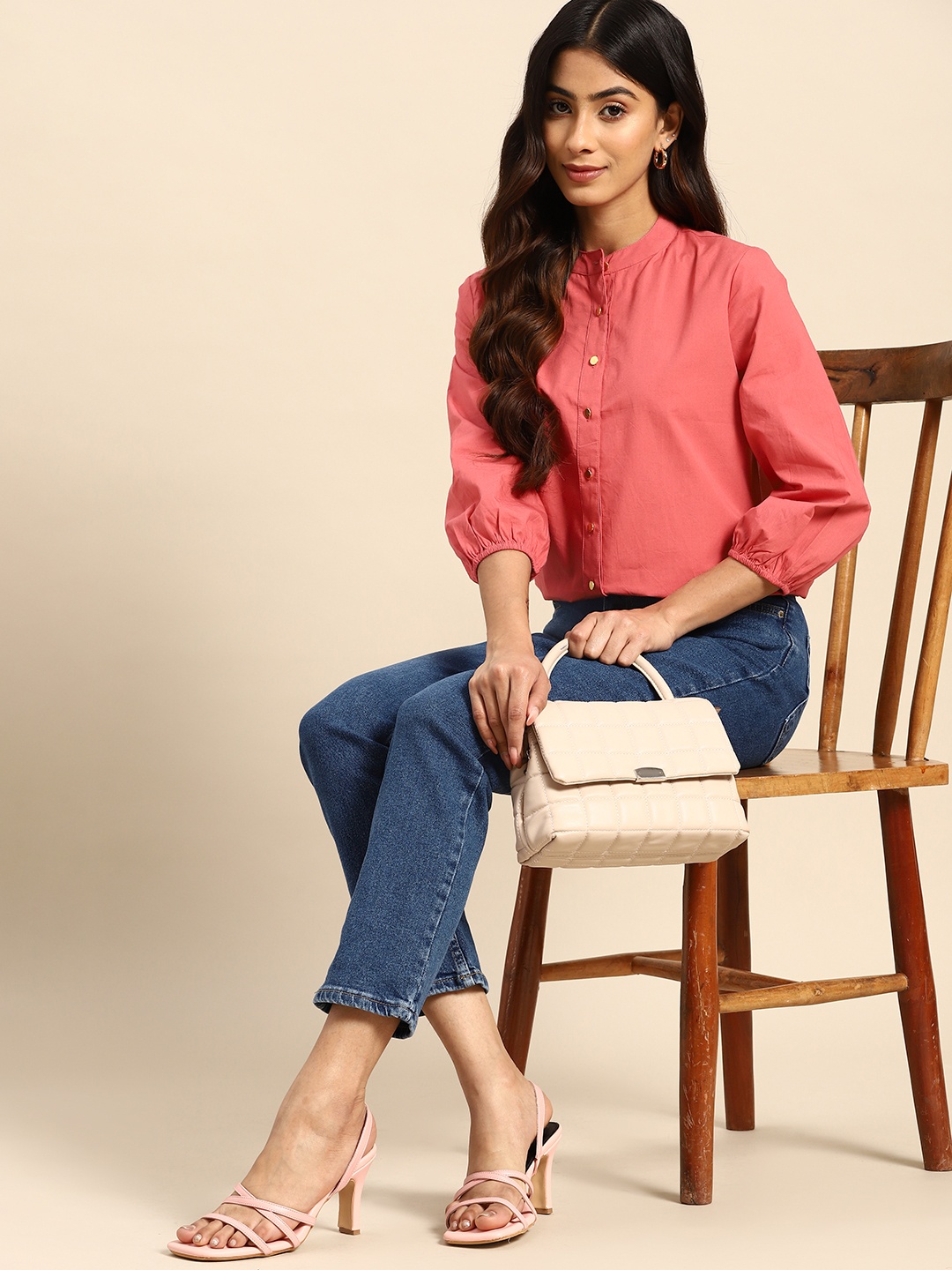 

all about you Pure Cotton Opaque Casual Shirt, Coral