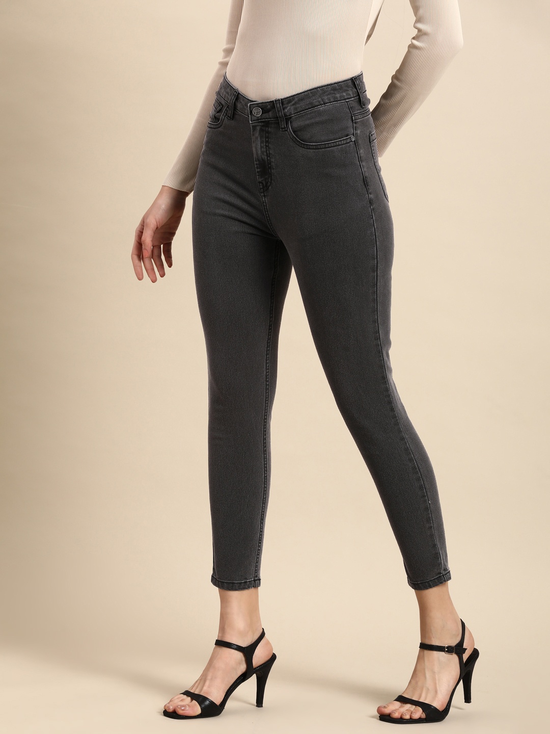 

all about you Women Skinny Fit High-Rise Stretchable Jeans, Grey